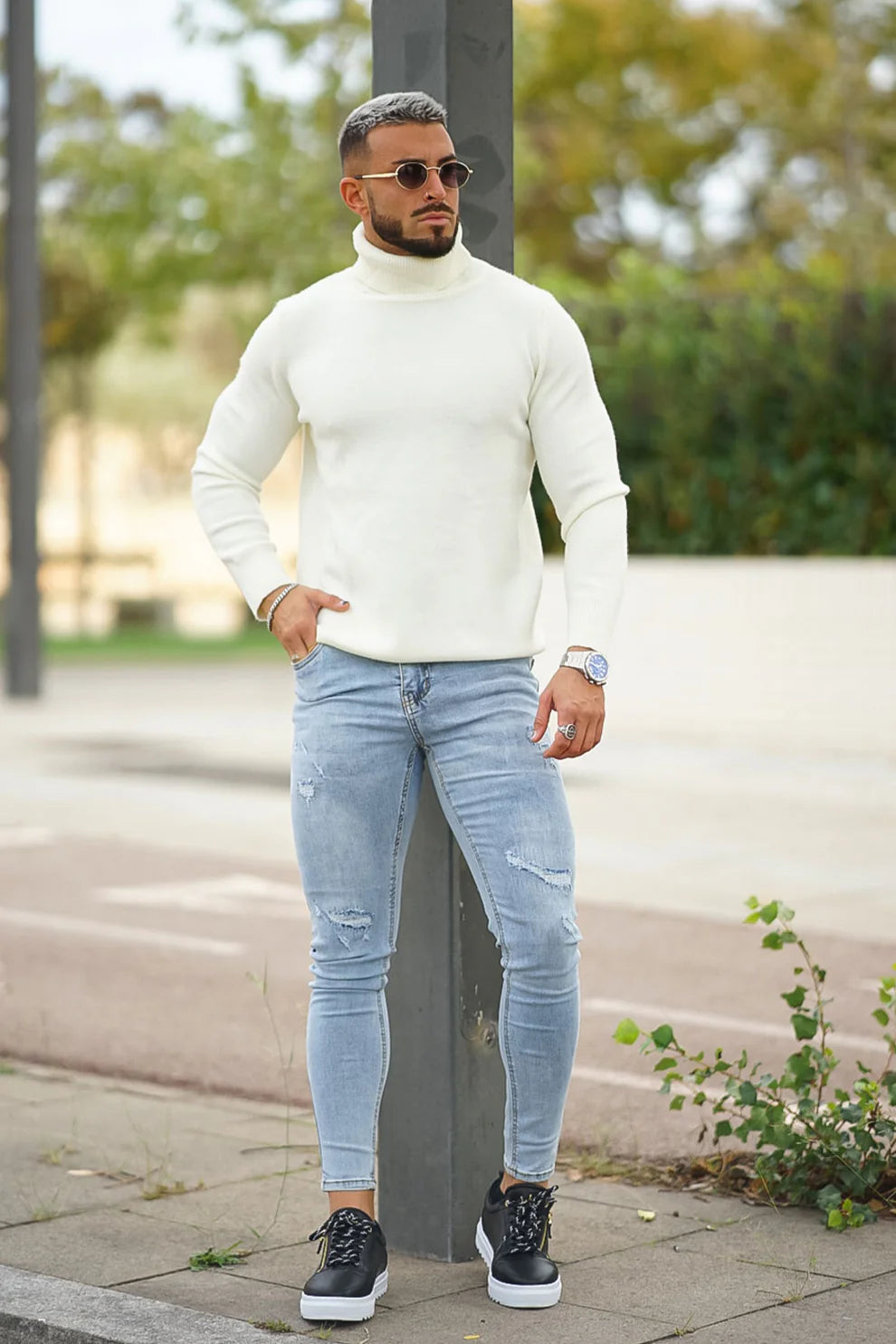 The Leadership White Turtleneck Sweater
