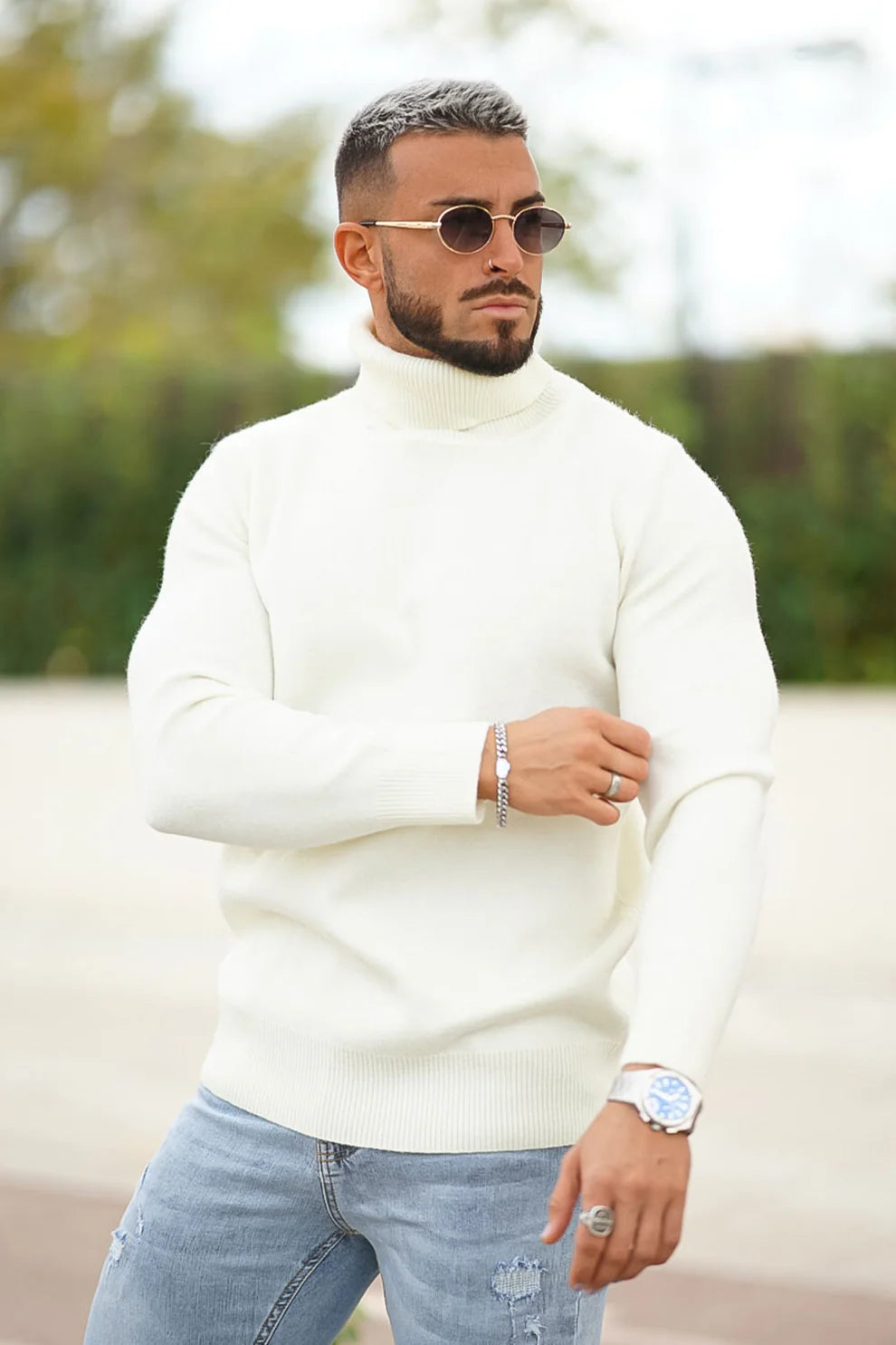The Leadership White Turtleneck Sweater