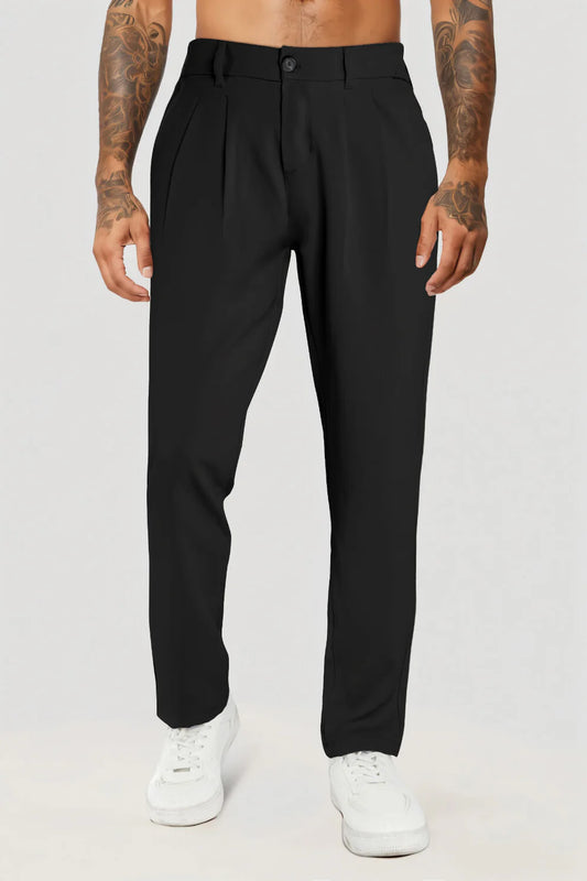 The Leadership Black Pleated Trousers