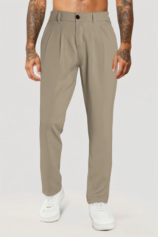 The Leadership Beige Pleated Trousers