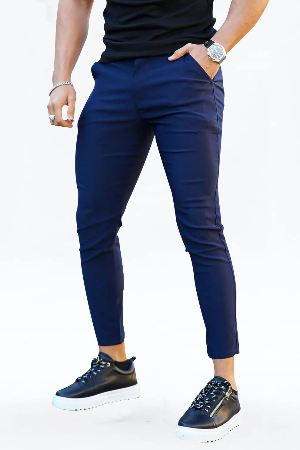 The Leadership Navy High Waist Stretch Chinos