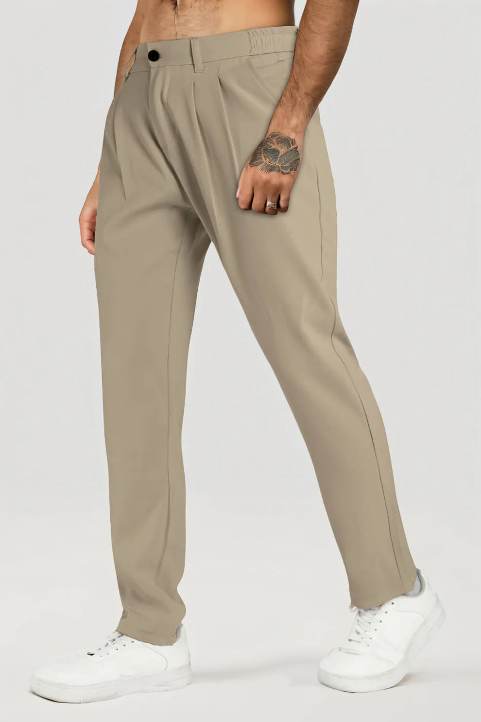 The Leadership Beige Pleated Trousers