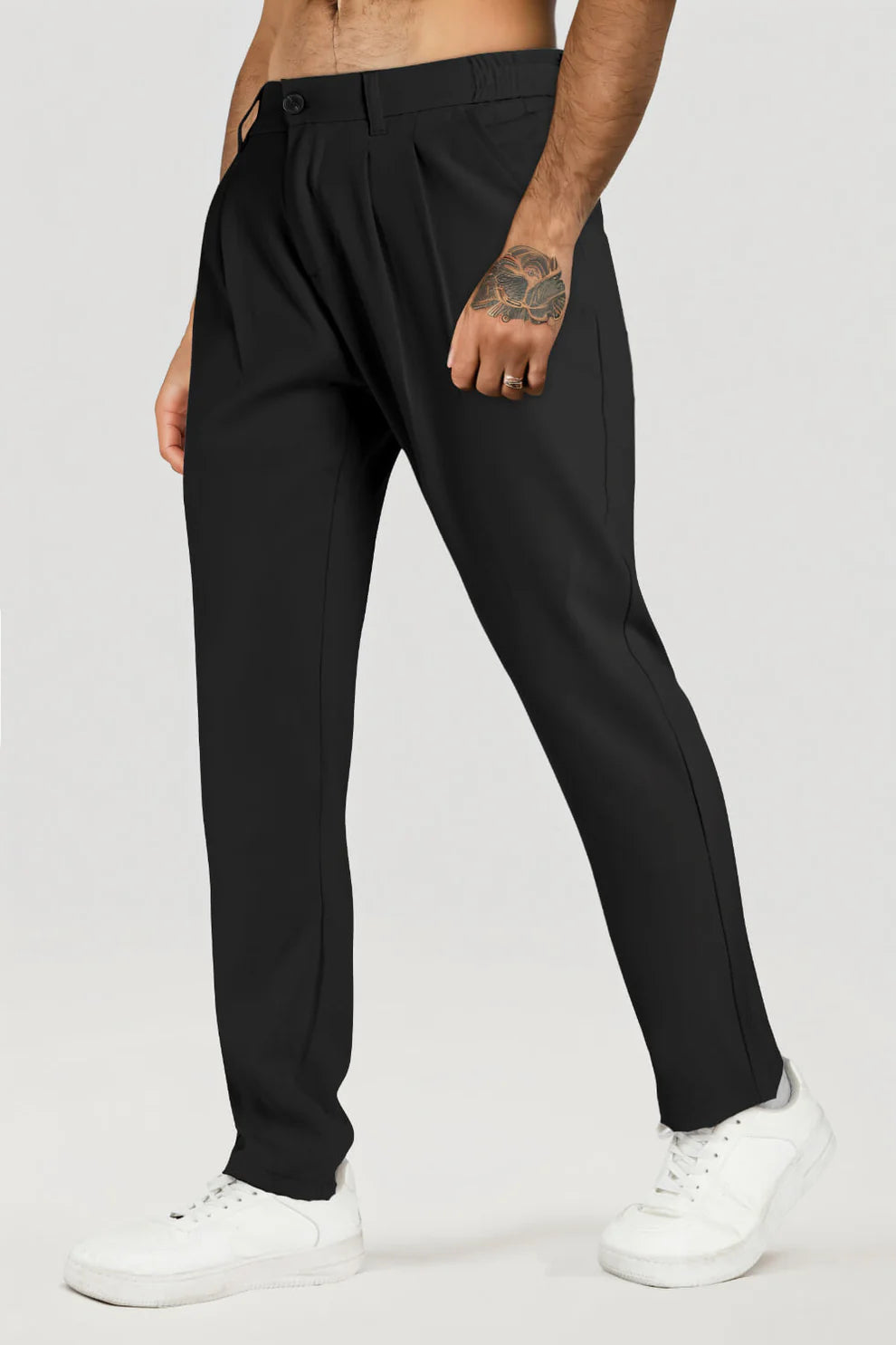 The Leadership Black Pleated Trousers