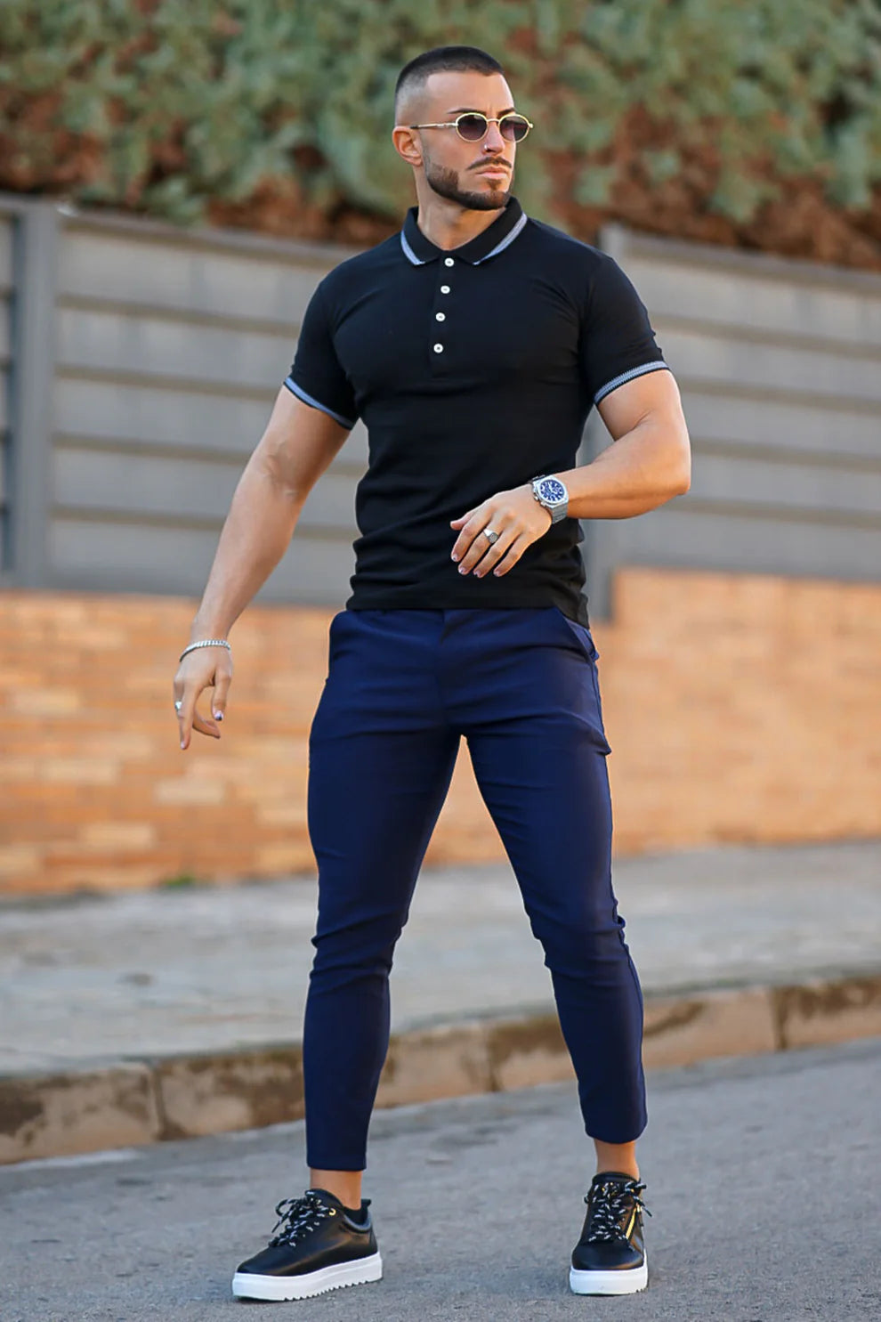 The Leadership Navy High Waist Stretch Chinos