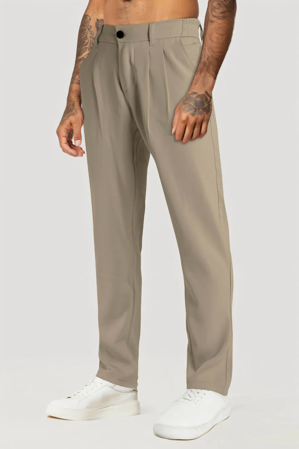 The Leadership Beige Pleated Trousers