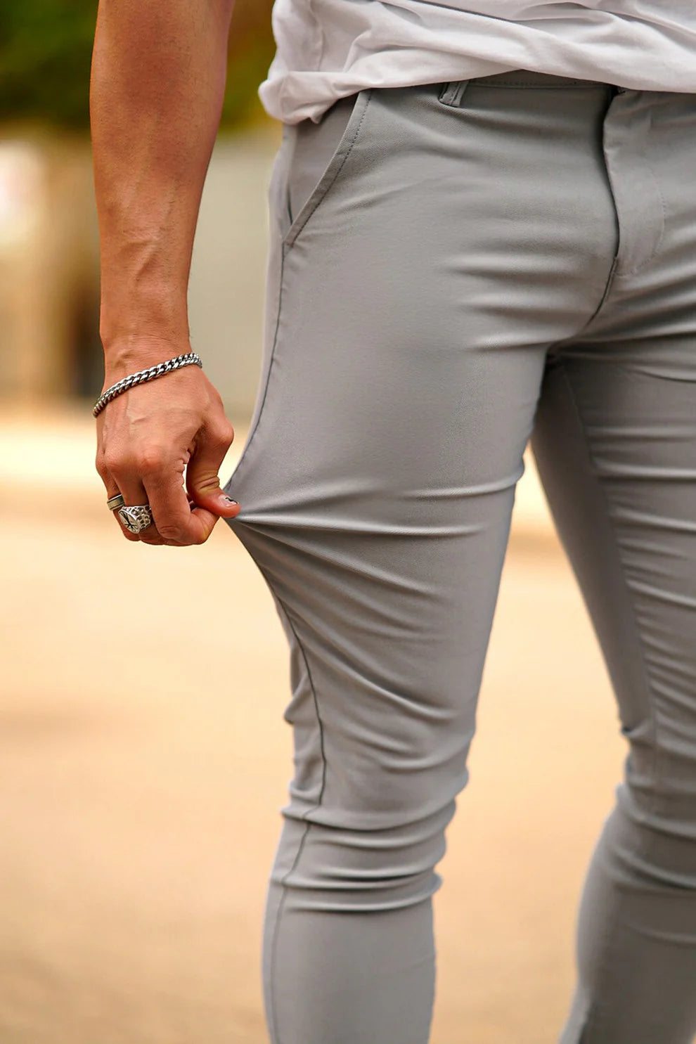 The Leadership Grey Stretch Fit Chinos