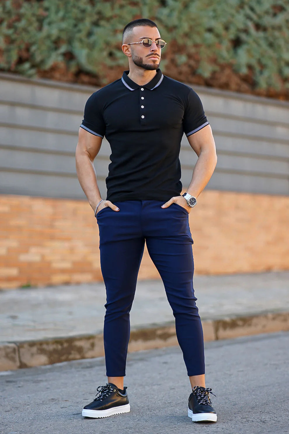 The Leadership Navy High Waist Stretch Chinos