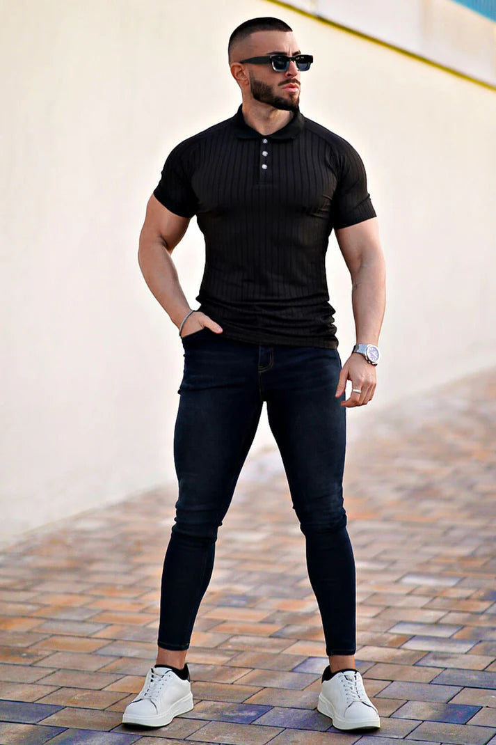 The Leadership Striped Black Polo T-Shirt