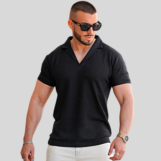 The Leadership Textured Black Polo T-Shirt