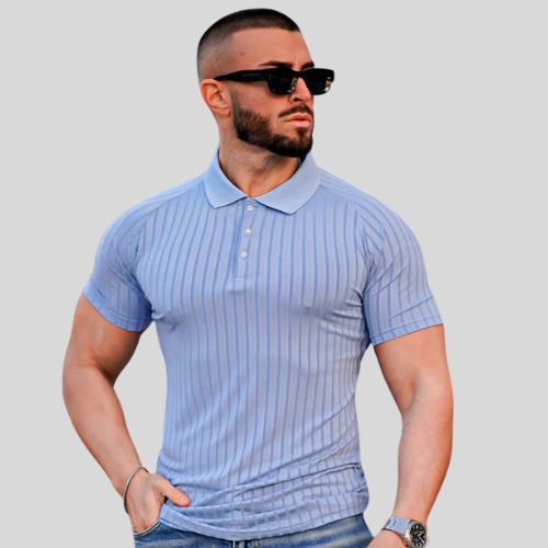 The Leadership Striped Light Blue Polo T-Shirt