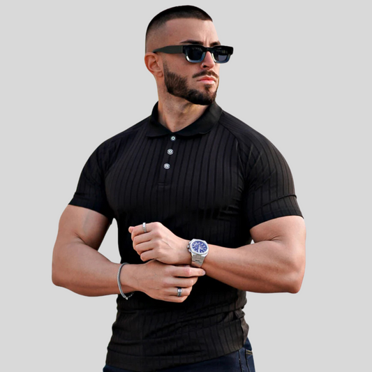 The Leadership Striped Black Polo T-Shirt