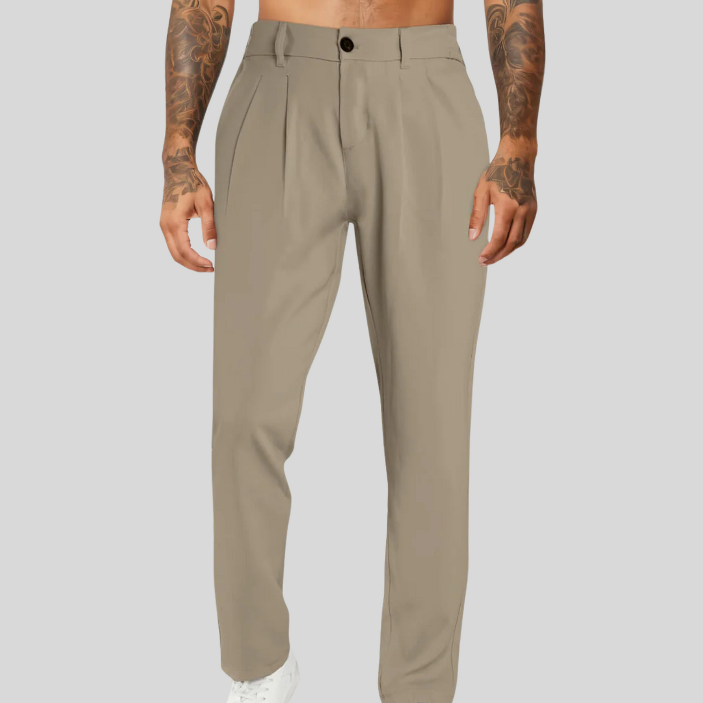 The Leadership Beige Pleated Trousers